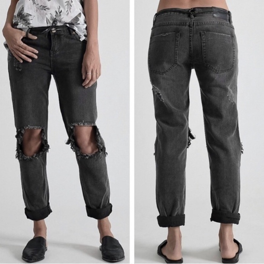 One Teaspoon Awesome Baggies Low Waist Relaxed Fot faded Black Jeans Women’s 28